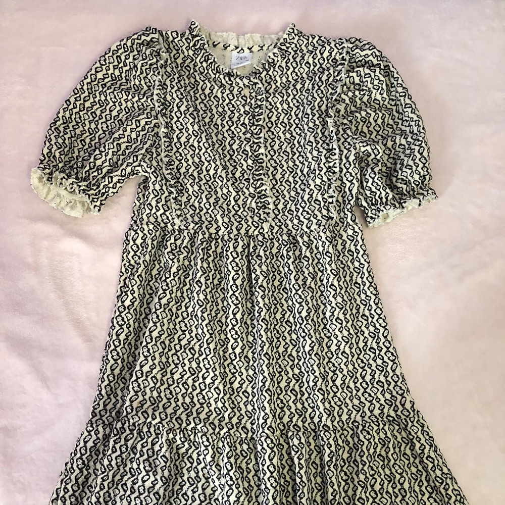 Zara Girls Textured Jacquard Dress - Size 13-14